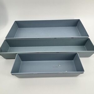 Lot of 3 Vintage Rubbermaid  Interlocking Drawer Desk Organizers Blue 3 Piece